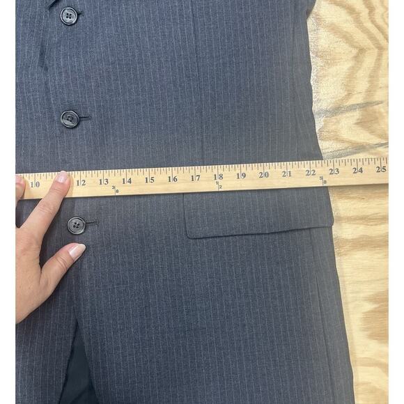 Brooks Brothers 346 Mens Dark Gray Pinstripe Wool Suit Jacket Sport Coat 44L - Picture 13 of 16